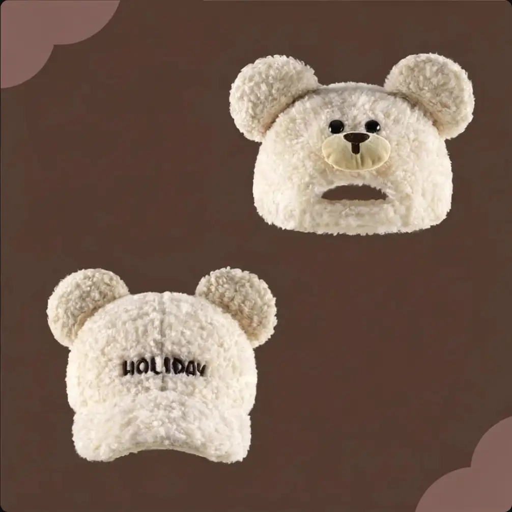 Korean Style Bear Cap Wool Reversible Women Warm Winter