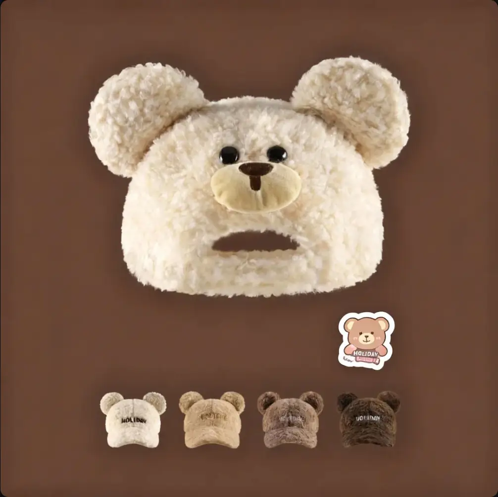 Korean Style Bear Cap Wool Reversible Women Warm Winter