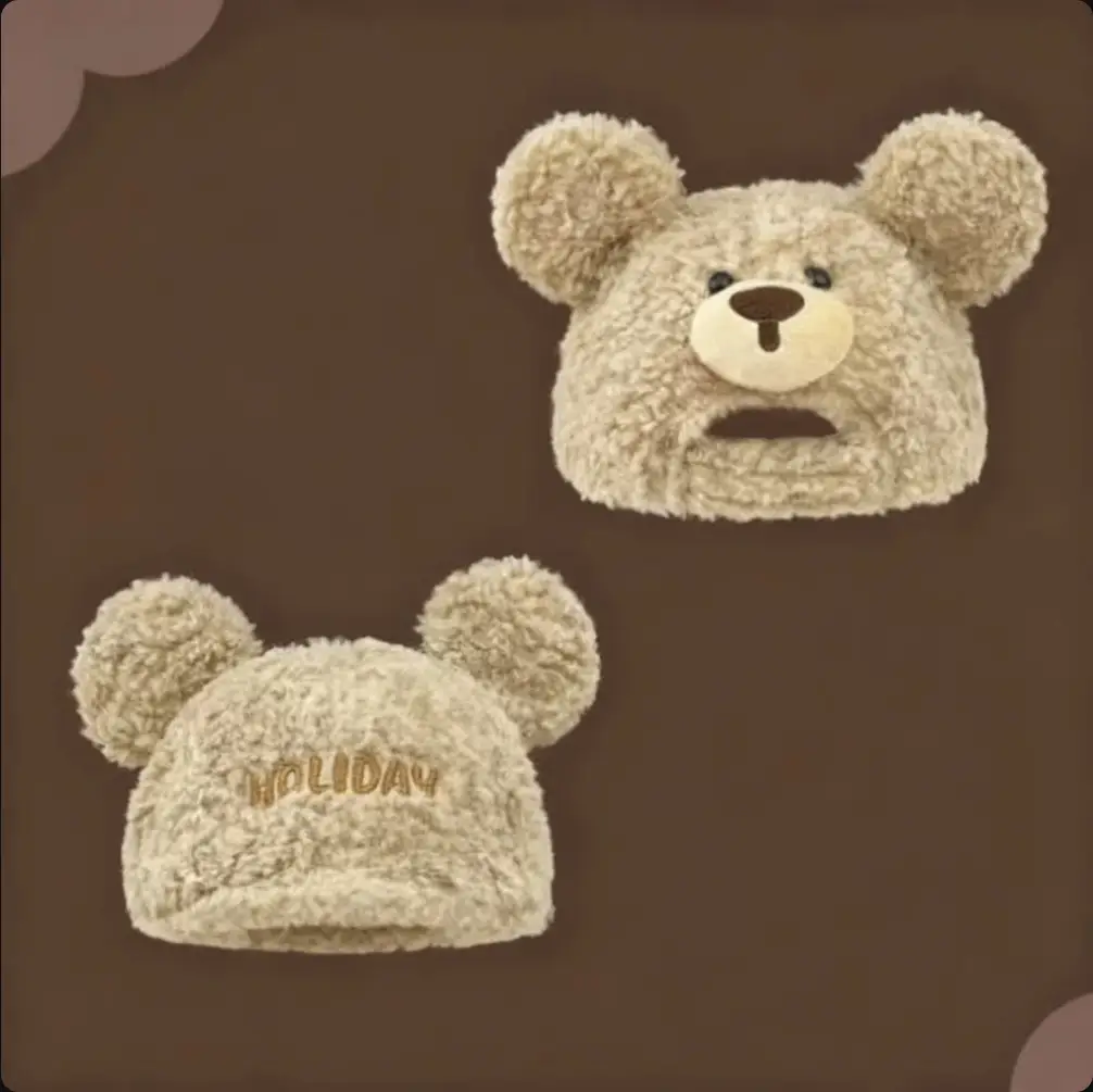 Korean Style Bear Cap Wool Reversible Women Warm Winter