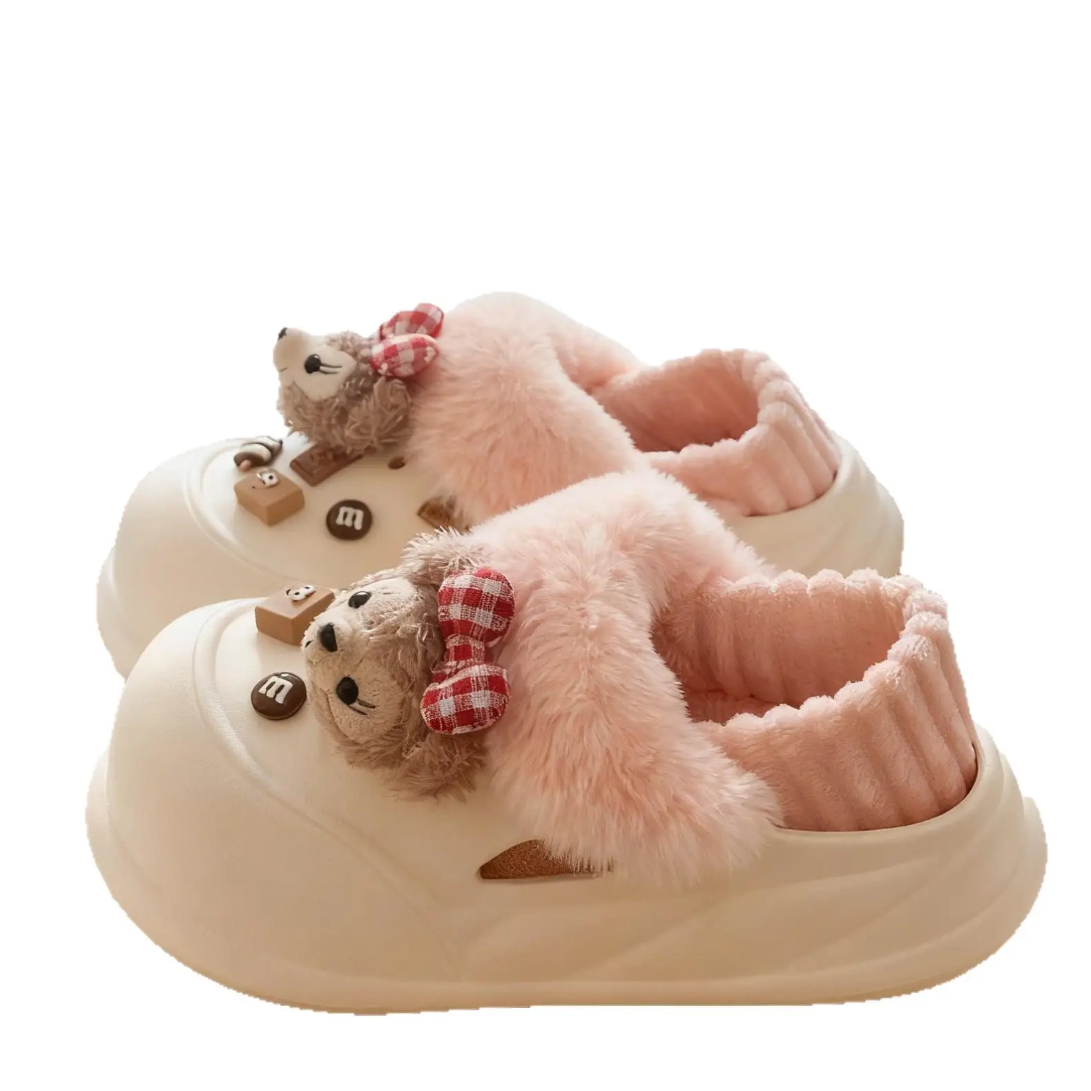 Cute Bear Clogs for Women Winter Warm Cotton Shoes - Image 9