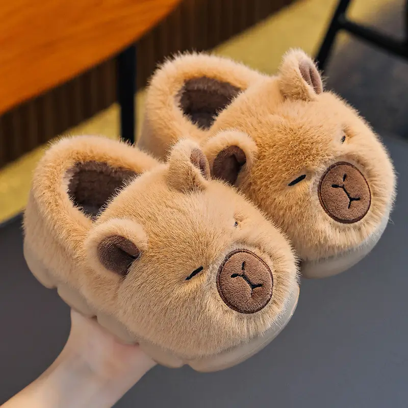 Kapibala Kidsren's Cotton Slippers Boys Winter Home Warm Plush Kidsren's Baby Slippers Girls - Image 3