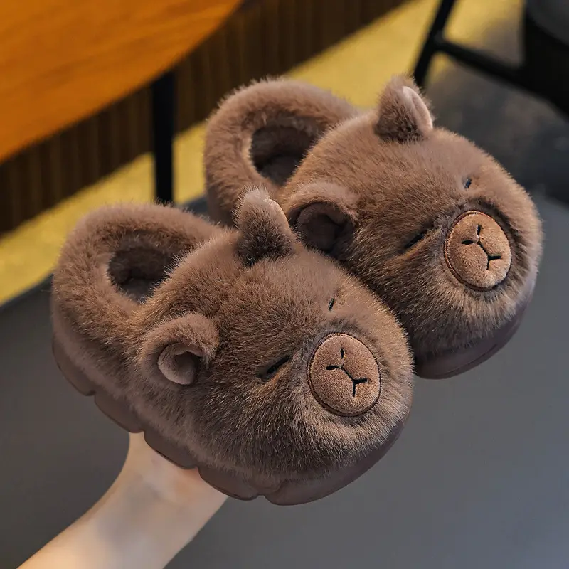 Kapibala Kidsren's Cotton Slippers Boys Winter Home Warm Plush Kidsren's Baby Slippers Girls - Image 4