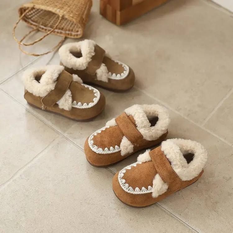 Children's Birkenstock Cotton Shoes for Boys and Girls, Soft-Soled Toddler Shoes, Winter New Baby Fleece-Lined Bean Shoes — feature 2
