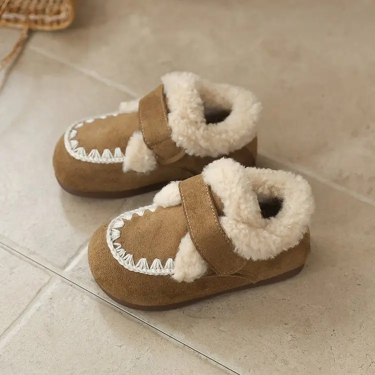 Children's Birkenstock Cotton Shoes for Boys and Girls, Soft-Soled Toddler Shoes, Winter New Baby Fleece-Lined Bean Shoes — feature 3