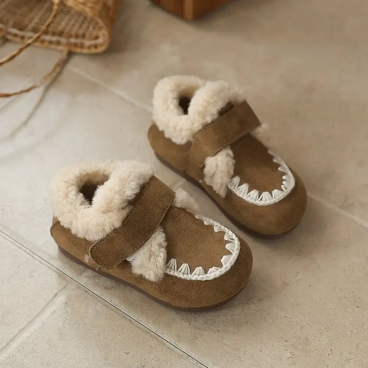Children's Birkenstock Cotton Shoes for Boys and Girls, Soft-Soled Toddler Shoes, Winter New Baby Fleece-Lined Bean Shoes — feature 5