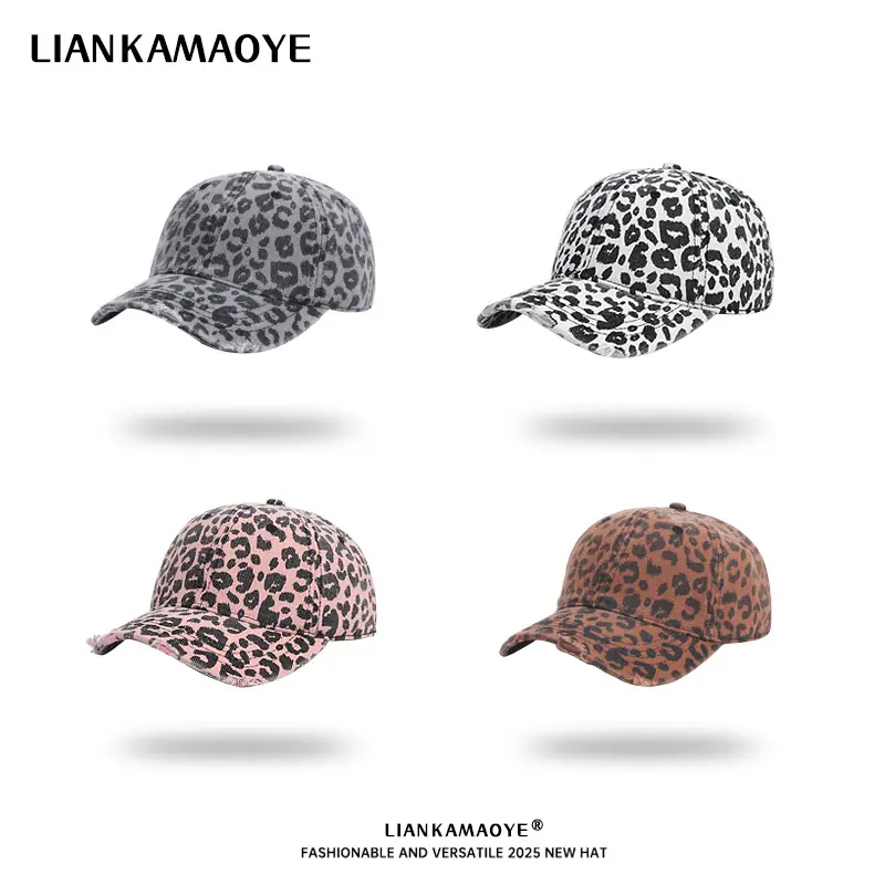 Leopard Print Duckbill Cap Pink Casual Outdoor Hiking Sunshade - Image 6