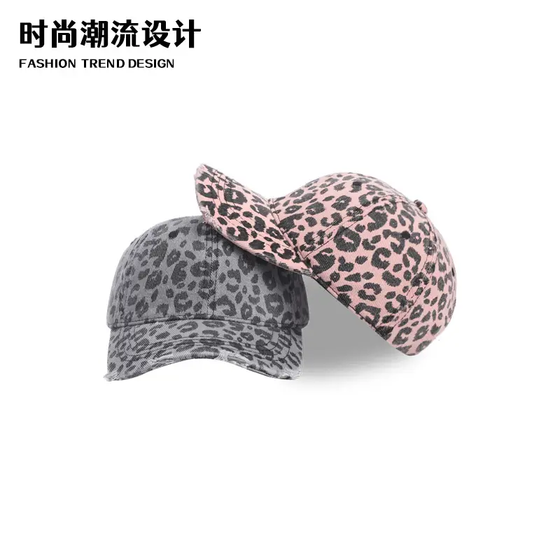 Leopard Print Duckbill Cap Pink Casual Outdoor Hiking Sunshade - Image 7