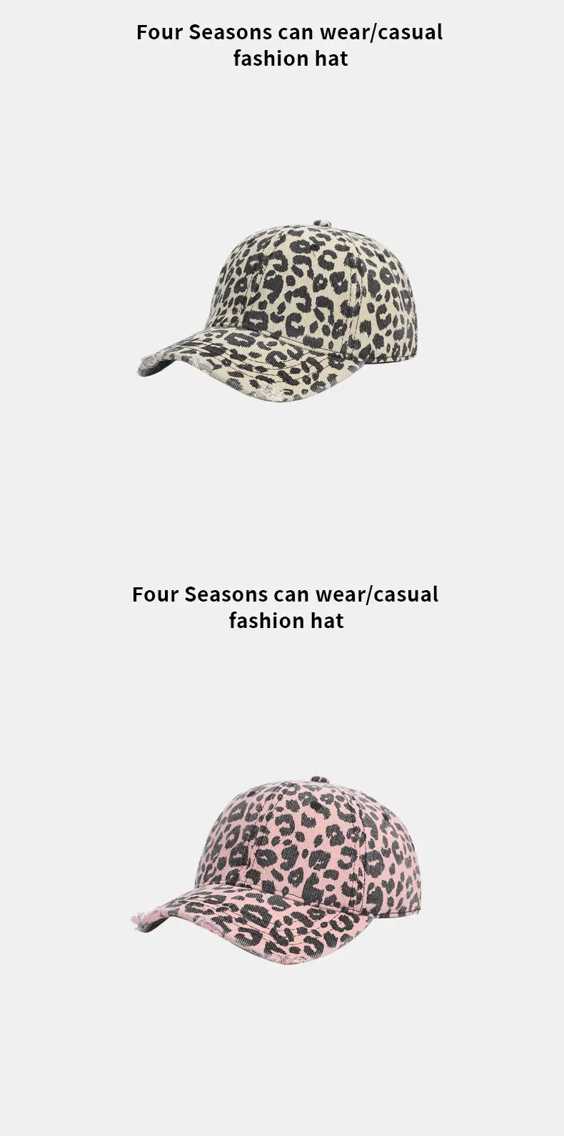 Leopard Print Duckbill Cap Pink Casual Outdoor Hiking Sunshade — feature 11