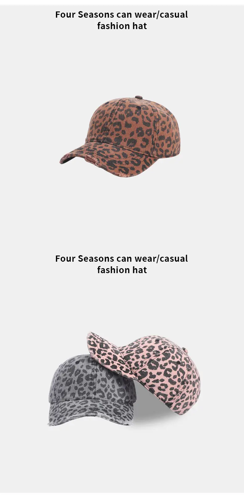 Leopard Print Duckbill Cap Pink Casual Outdoor Hiking Sunshade — feature 12