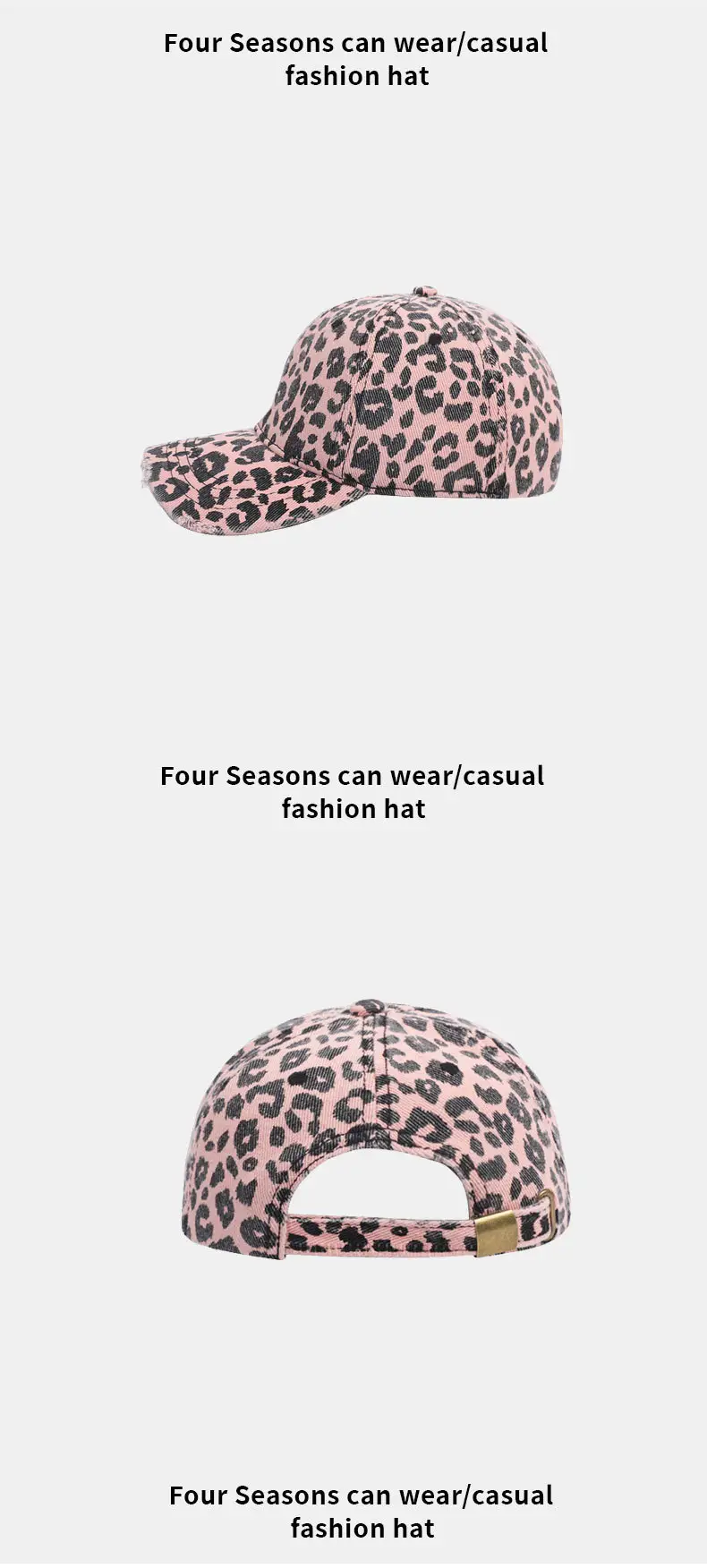 Leopard Print Duckbill Cap Pink Casual Outdoor Hiking Sunshade — feature 13