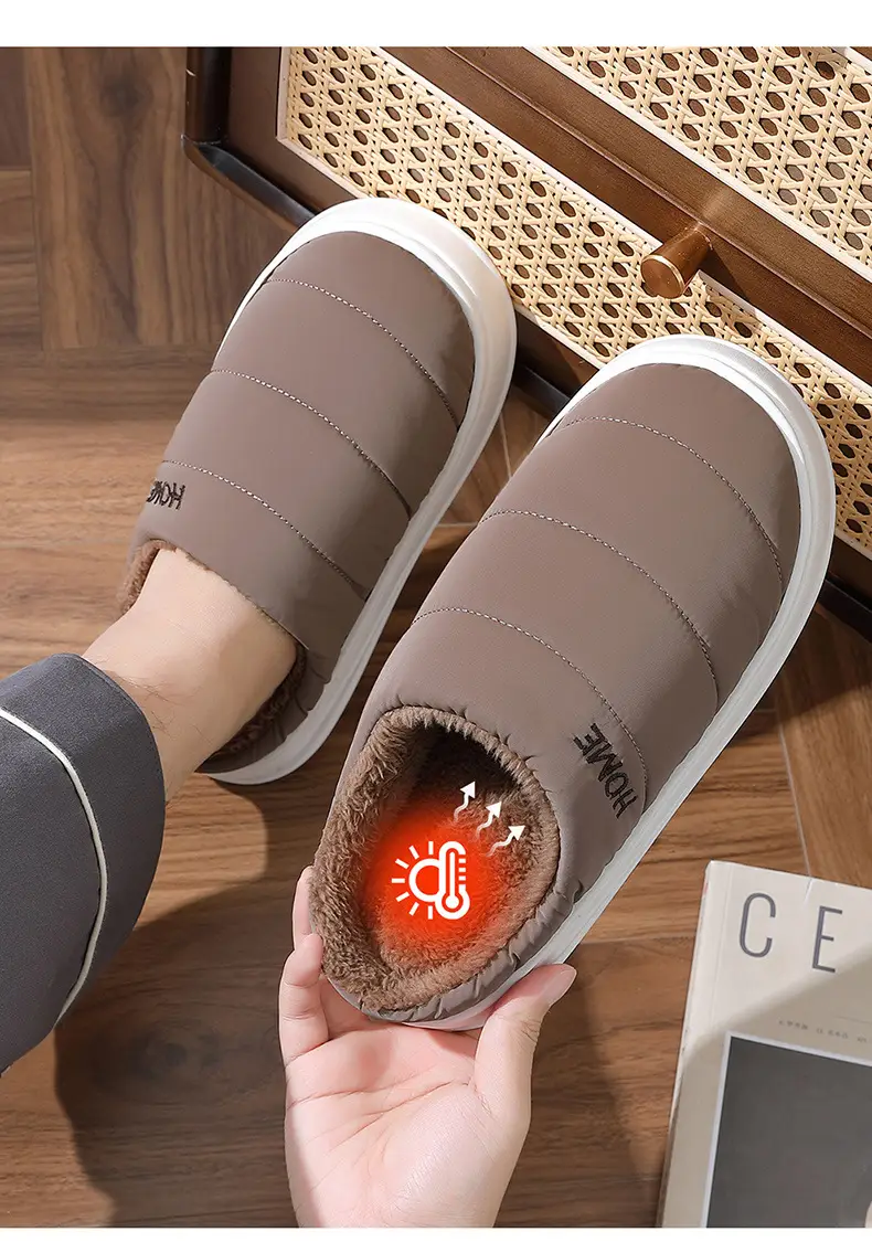 Autumn and Winter Cotton Slippers Men's Large Size Slippers Indoor Home Fleece-Lined Warm Non-Slip Wear-Resistant Cotton Shoes Furry Cotton Shoes for Men — feature 27