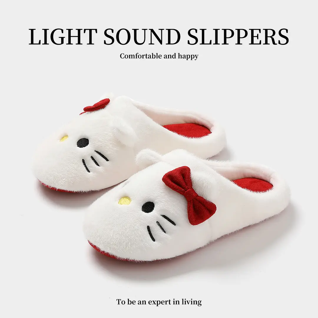 Kt Cat Cotton Slippers Women's Autumn and Winter Home Indoor Soft-Soled Cotton Slippers Silent Non-Slip Japanese Slippers Autumn and Winter Wholesale