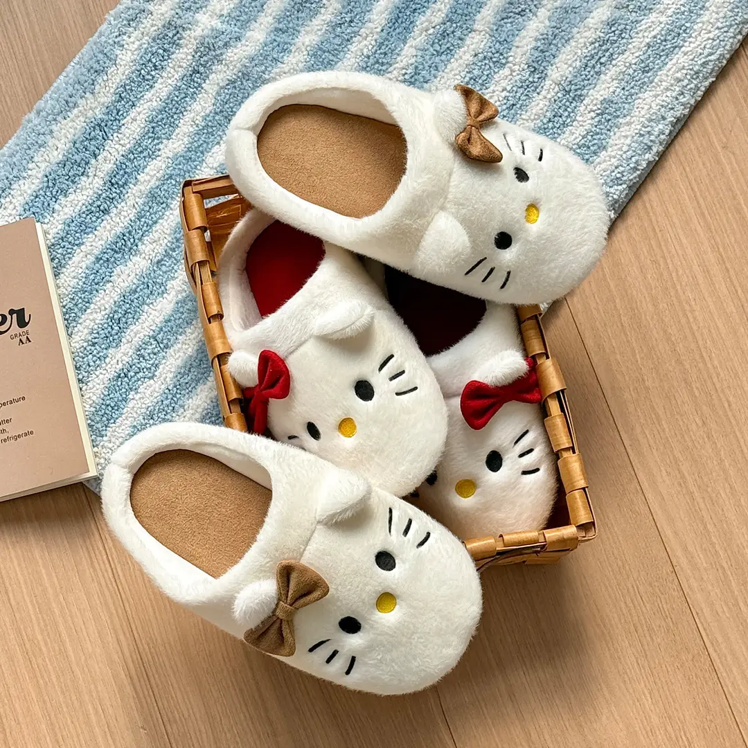Kt Cat Cotton Slippers Women's Autumn and Winter Home Indoor Soft-Soled Cotton Slippers Silent Non-Slip Japanese Slippers Autumn and Winter Wholesale