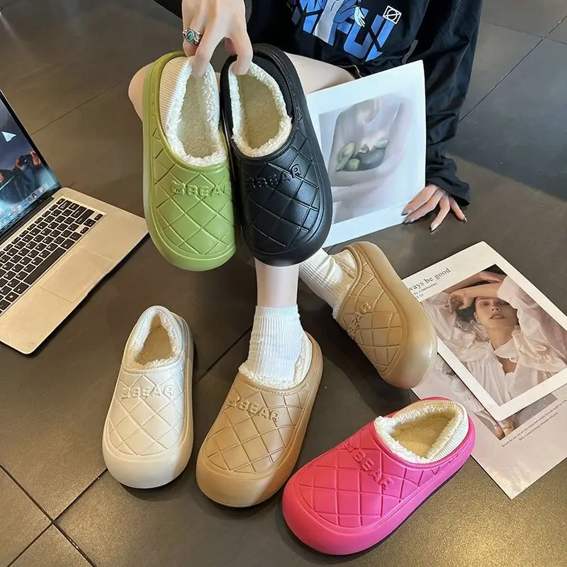Thick-Soled Waterproof Cotton Slippers for Men and Women in Autumn and Winter Indoor Home Warm All-Inclusive Cotton Shoes for Outdoor Wear Non-Slip Cotton Shoes - Image 9