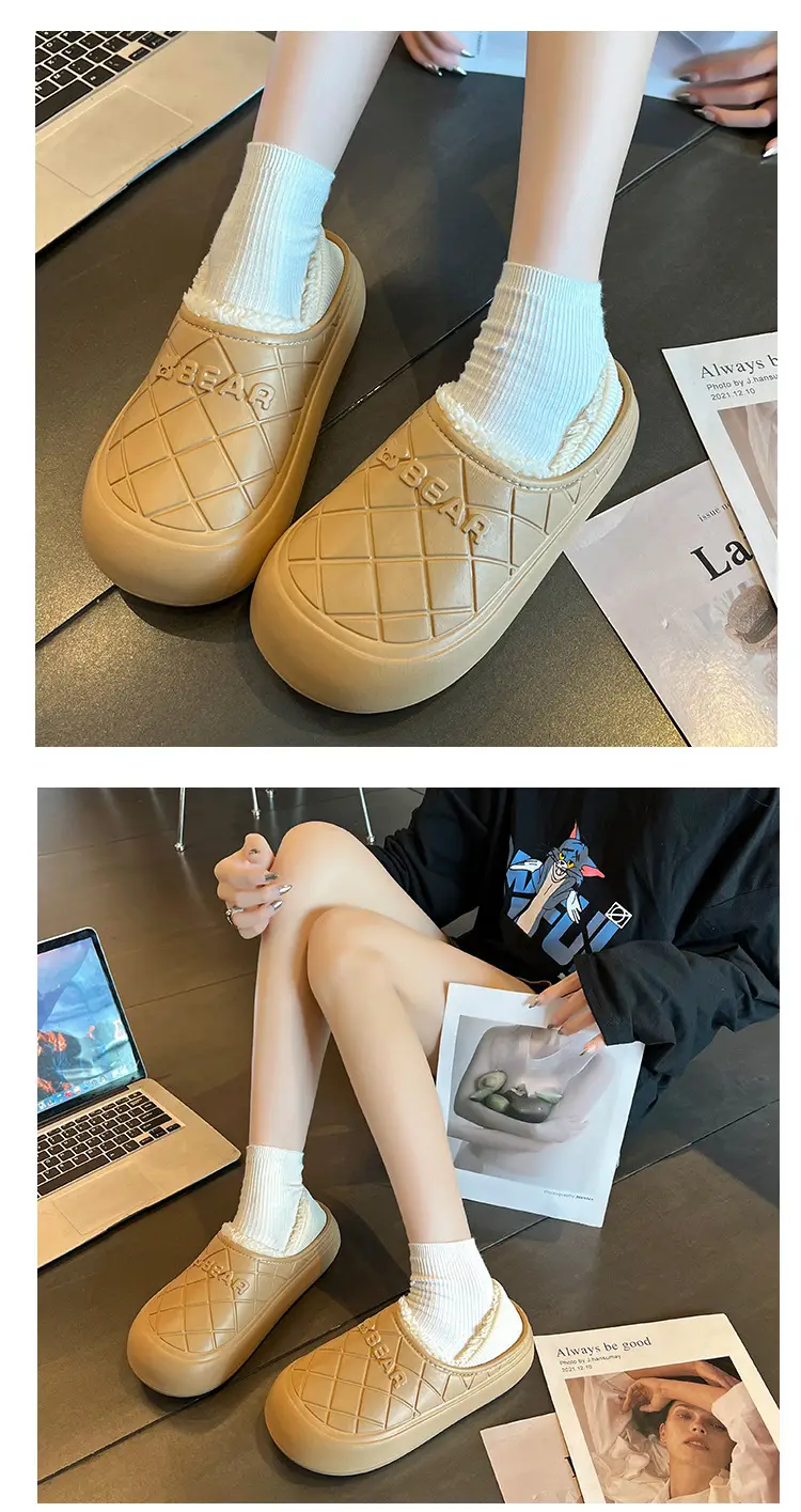 Thick-Soled Waterproof Cotton Slippers for Men and Women in Autumn and Winter Indoor Home Warm All-Inclusive Cotton Shoes for Outdoor Wear Non-Slip Cotton Shoes — feature 16