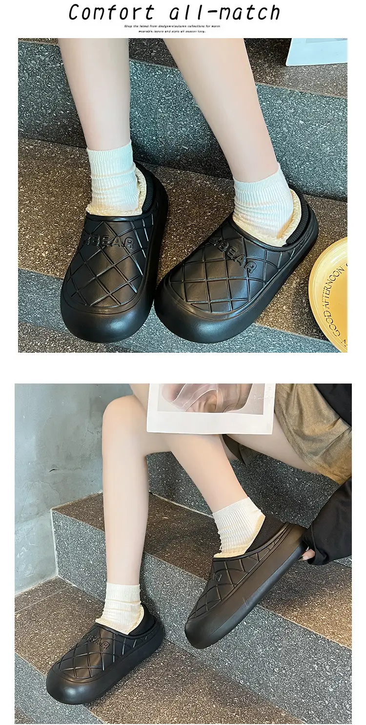 Thick-Soled Waterproof Cotton Slippers for Men and Women in Autumn and Winter Indoor Home Warm All-Inclusive Cotton Shoes for Outdoor Wear Non-Slip Cotton Shoes — feature 17