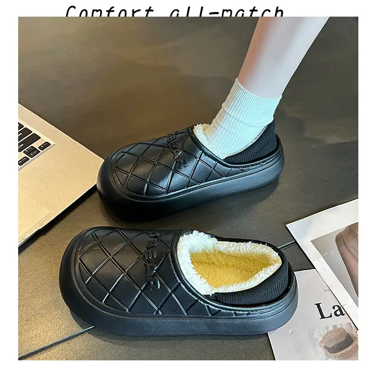 Thick-Soled Waterproof Cotton Slippers for Men and Women in Autumn and Winter Indoor Home Warm All-Inclusive Cotton Shoes for Outdoor Wear Non-Slip Cotton Shoes — feature 20