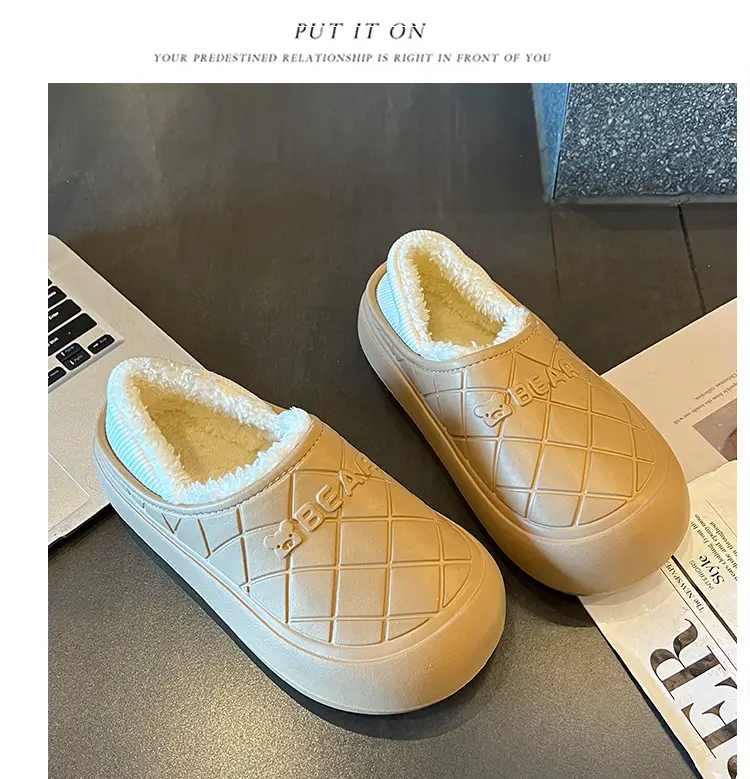 Thick-Soled Waterproof Cotton Slippers for Men and Women in Autumn and Winter Indoor Home Warm All-Inclusive Cotton Shoes for Outdoor Wear Non-Slip Cotton Shoes — feature 23