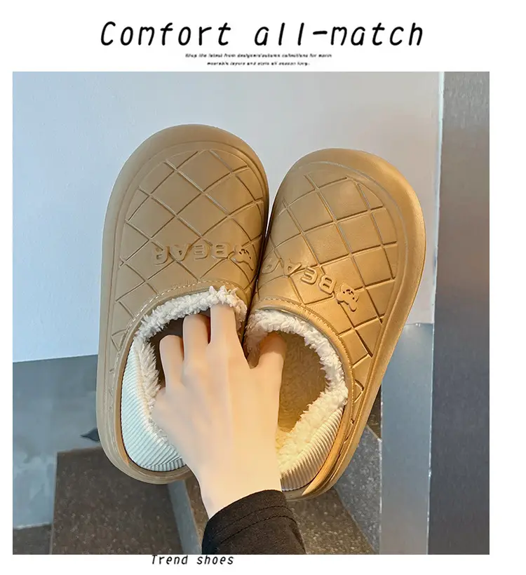 Thick-Soled Waterproof Cotton Slippers for Men and Women in Autumn and Winter Indoor Home Warm All-Inclusive Cotton Shoes for Outdoor Wear Non-Slip Cotton Shoes — feature 24