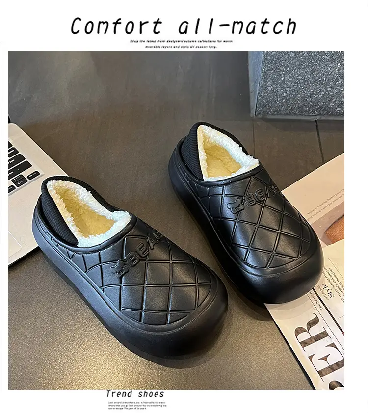 Thick-Soled Waterproof Cotton Slippers for Men and Women in Autumn and Winter Indoor Home Warm All-Inclusive Cotton Shoes for Outdoor Wear Non-Slip Cotton Shoes — feature 29