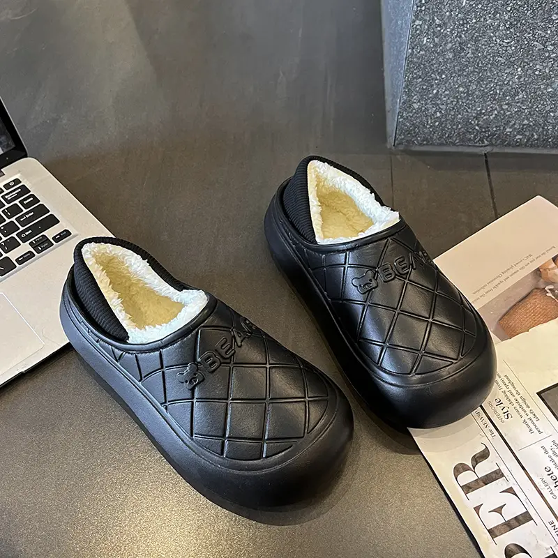 Thick-Soled Waterproof Cotton Slippers for Men and Women in Autumn and Winter Indoor Home Warm All-Inclusive Cotton Shoes for Outdoor Wear Non-Slip Cotton Shoes - Image 5
