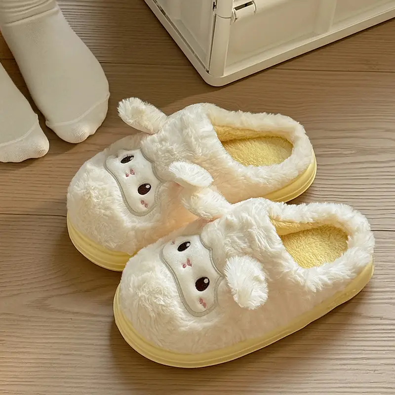 Winter Plush Cotton Slippers for Women Cute Lamb Design - Image 3
