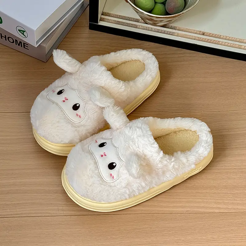 Winter Plush Cotton Slippers for Women Cute Lamb Design - Image 5