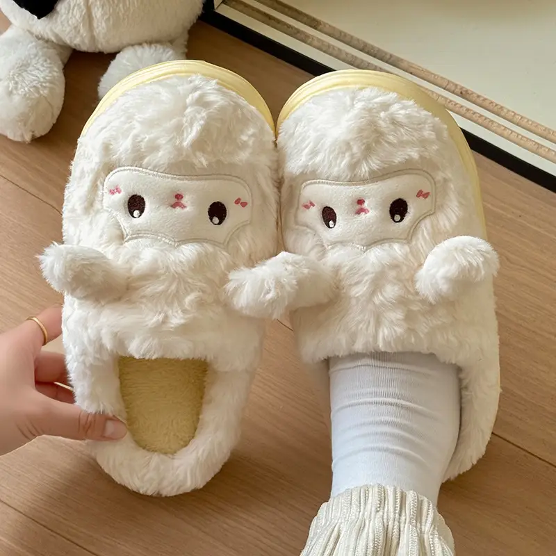 Winter Plush Cotton Slippers for Women Cute Lamb Design - Image 6