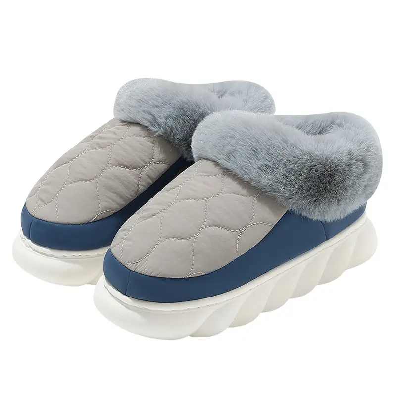 Autumn and Winter Cotton Slippers for Men, Large Size Indoor Home Cotton Shoes with Heel and Velvet Warm Furry Slippers, Confinement Shoes for Couples - Image 8