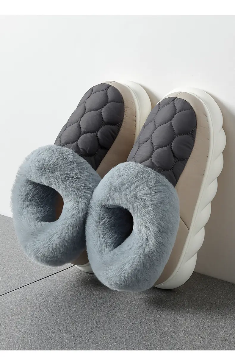 Autumn and Winter Cotton Slippers for Men, Large Size Indoor Home Cotton Shoes with Heel and Velvet Warm Furry Slippers, Confinement Shoes for Couples — feature 8