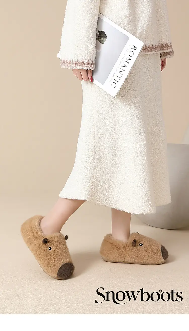 Kapibala Plush Cotton Slippers for Women Autumn and Winter 2025 New Indoor Warm Home Plush Cotton Slippers for Men — feature 1