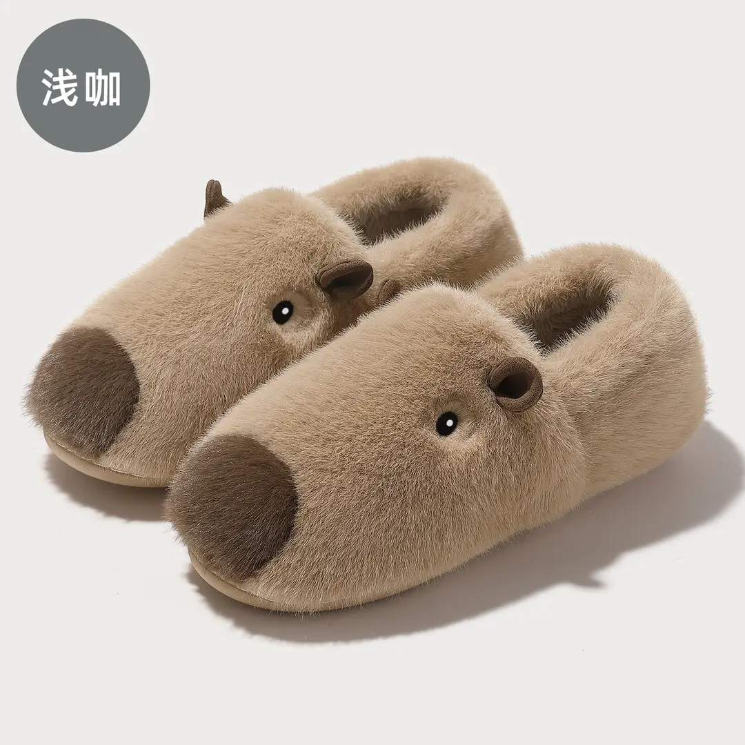 Kapibala Plush Cotton Slippers for Women Autumn and Winter 2025 New Indoor Warm Home Plush Cotton Slippers for Men - Image 2