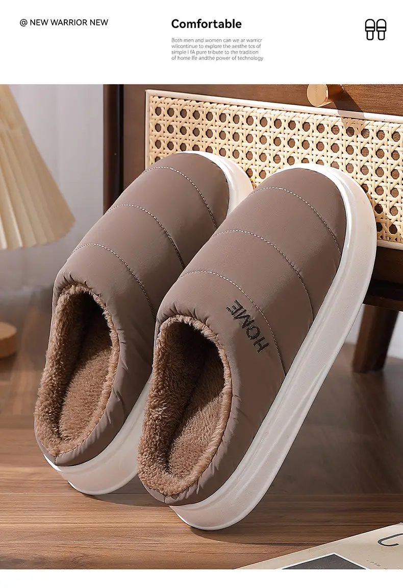 Autumn and Winter Cotton Slippers Men's Large Size Slippers Indoor Home Fleece-Lined Warm Non-Slip Wear-Resistant Cotton Shoes Furry Cotton Shoes for Men — feature 12