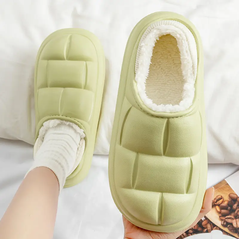 Waterproof Cotton Shoes for Women, Autumn and Winter Indoor Home Couple's Household Slippers with Plush, Postpartum Non-Slip Warm Shoes for Men - Image 11
