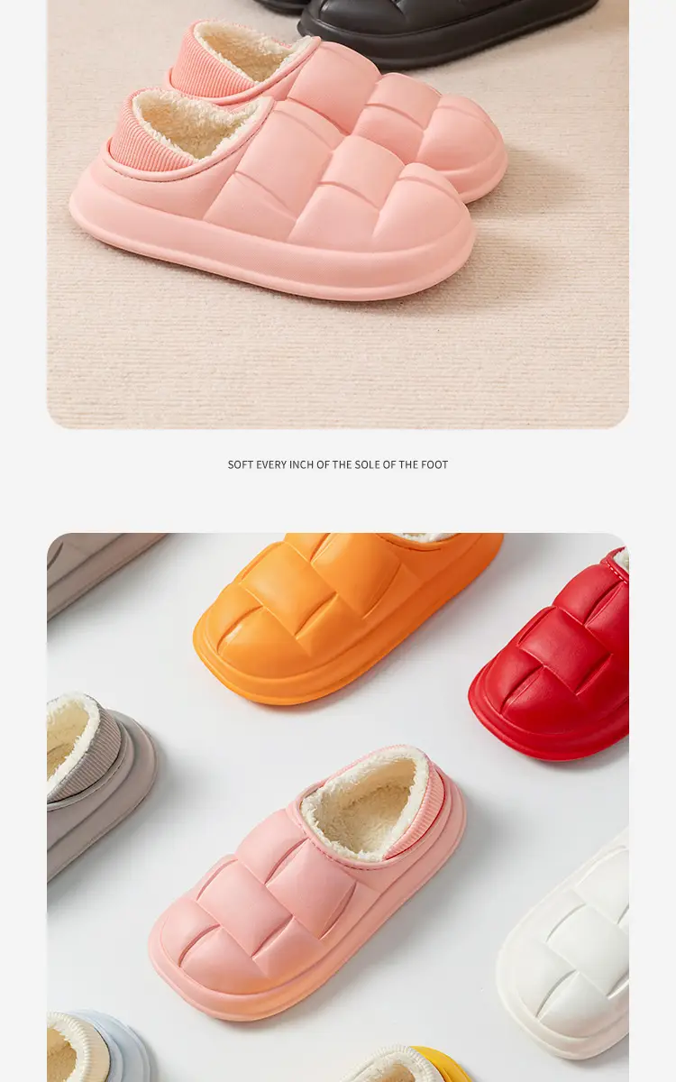 Waterproof Cotton Shoes for Women, Autumn and Winter Indoor Home Couple's Household Slippers with Plush, Postpartum Non-Slip Warm Shoes for Men — feature 11