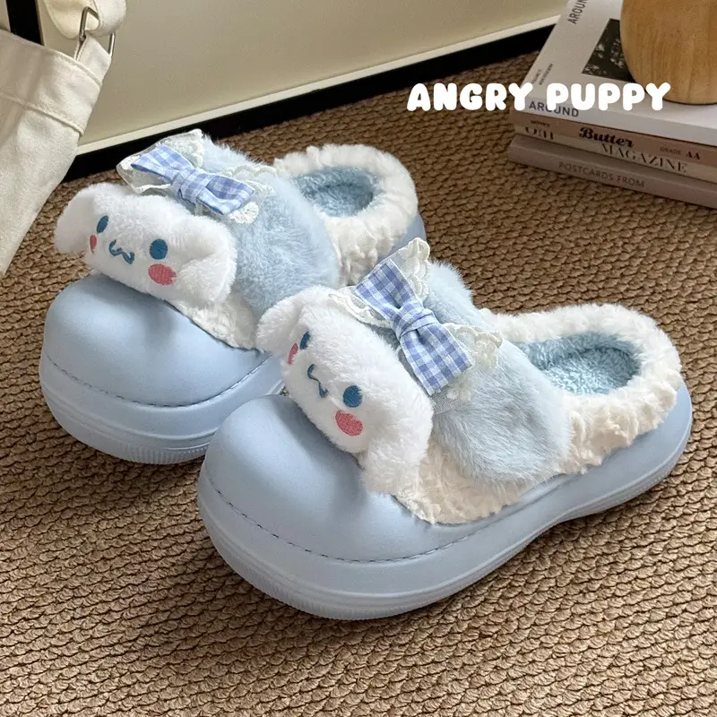Kt Cat Toe-Toe Slippers for Women, Cute Cotton Shoes for Winter Home Use, Fleece-Lined to Heattech, Home Soft-Soled Non-Slip Cotton Slippers Wholesale - Image 4