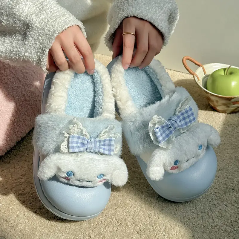 Kt Cat Toe-Toe Slippers for Women, Cute Cotton Shoes for Winter Home Use, Fleece-Lined to Heattech, Home Soft-Soled Non-Slip Cotton Slippers Wholesale - Image 6