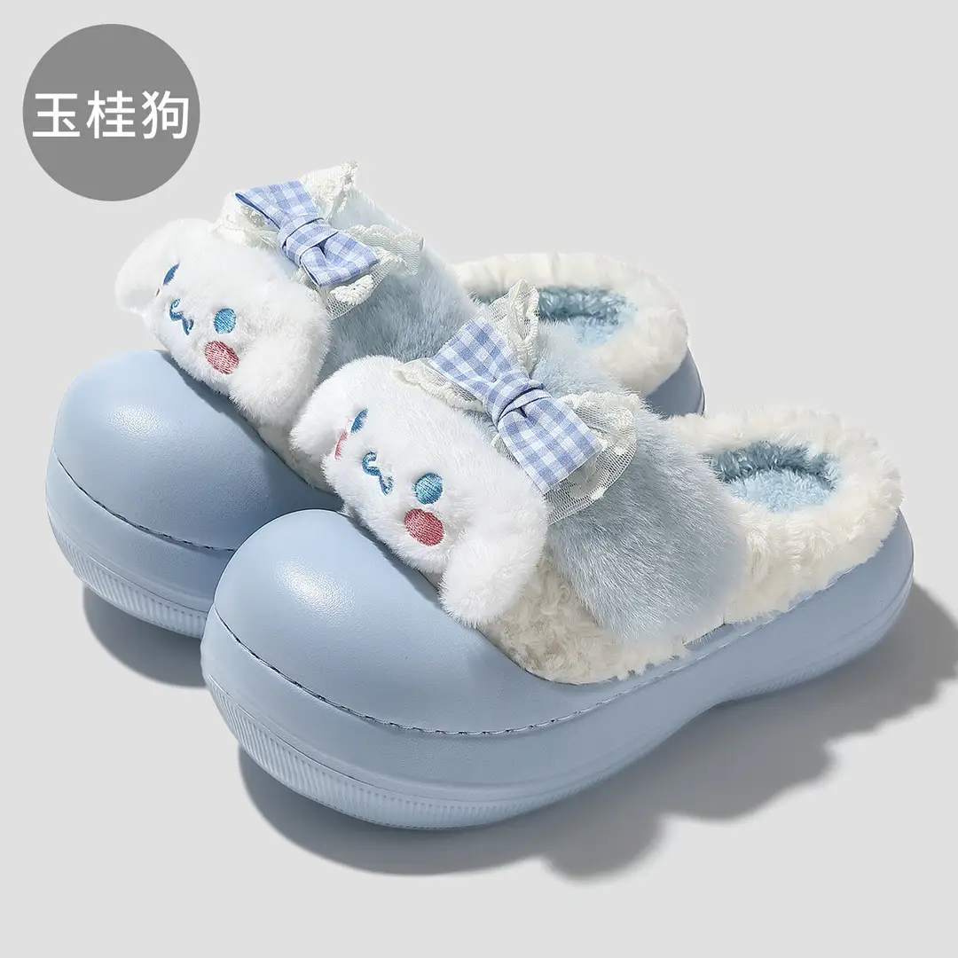 Kt Cat Toe-Toe Slippers for Women, Cute Cotton Shoes for Winter Home Use, Fleece-Lined to Heattech, Home Soft-Soled Non-Slip Cotton Slippers Wholesale - Image 2