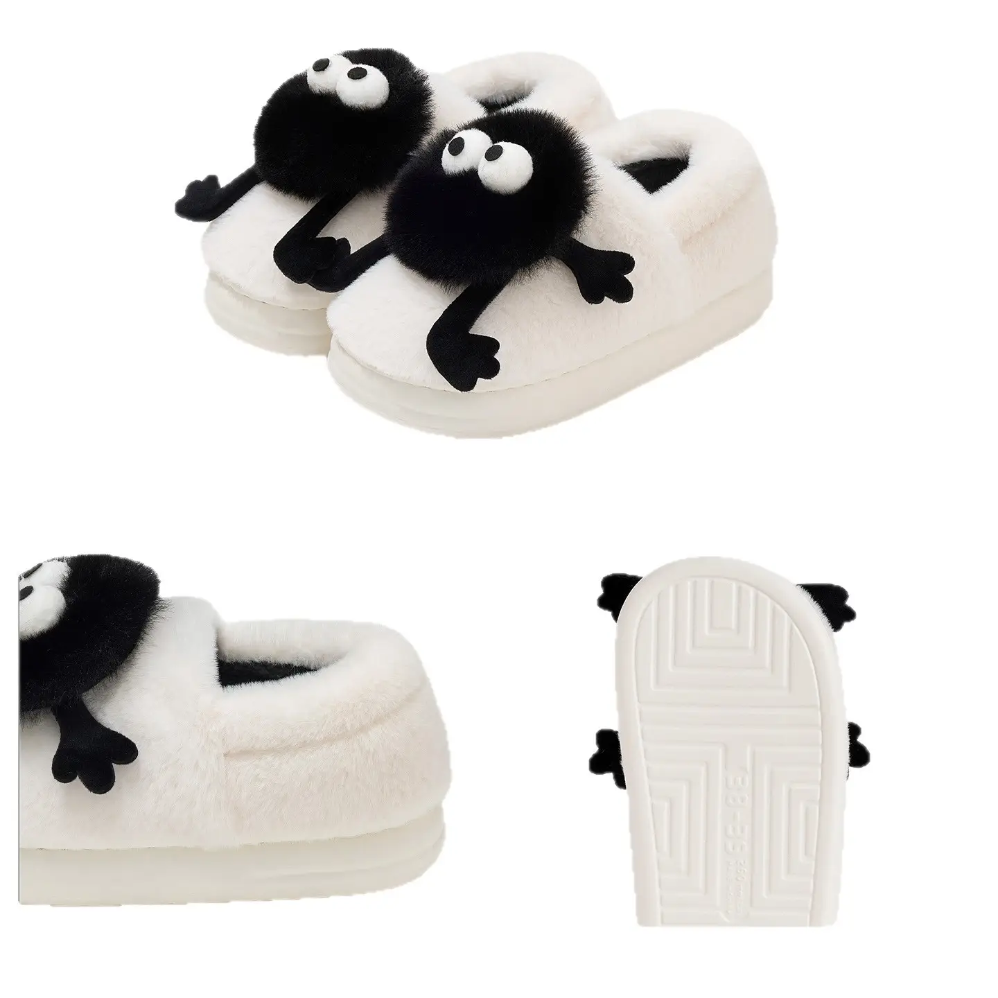 Women's White Fleece Lined Winter Slippers - Image 8