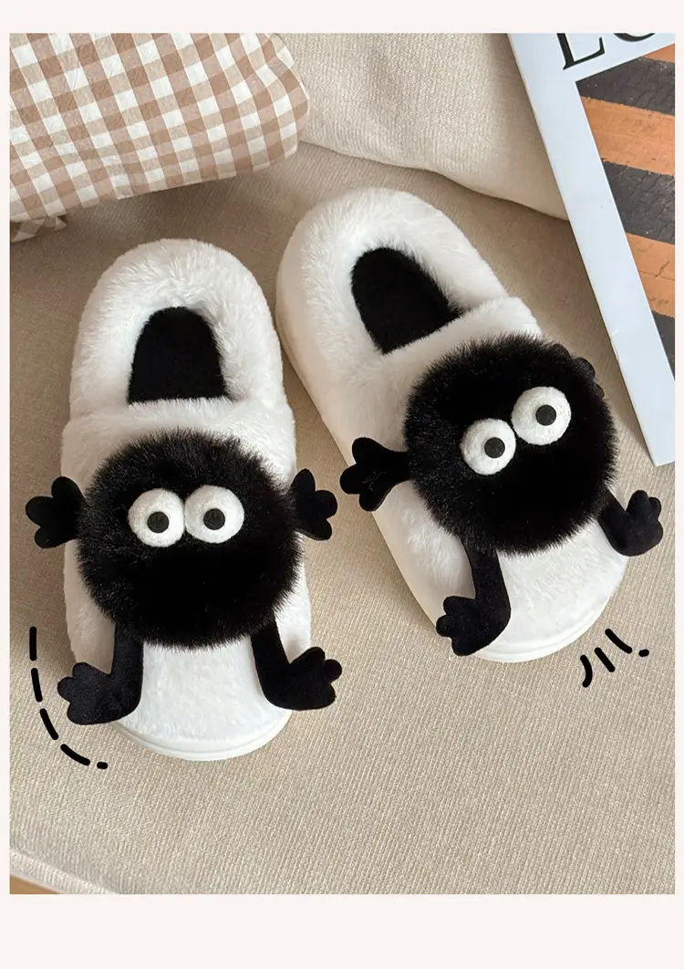 Women's White Fleece Lined Winter Slippers — feature 3