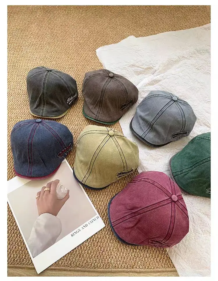 Washed Denim Japanese Face-Slimming Cap for Women — feature 2