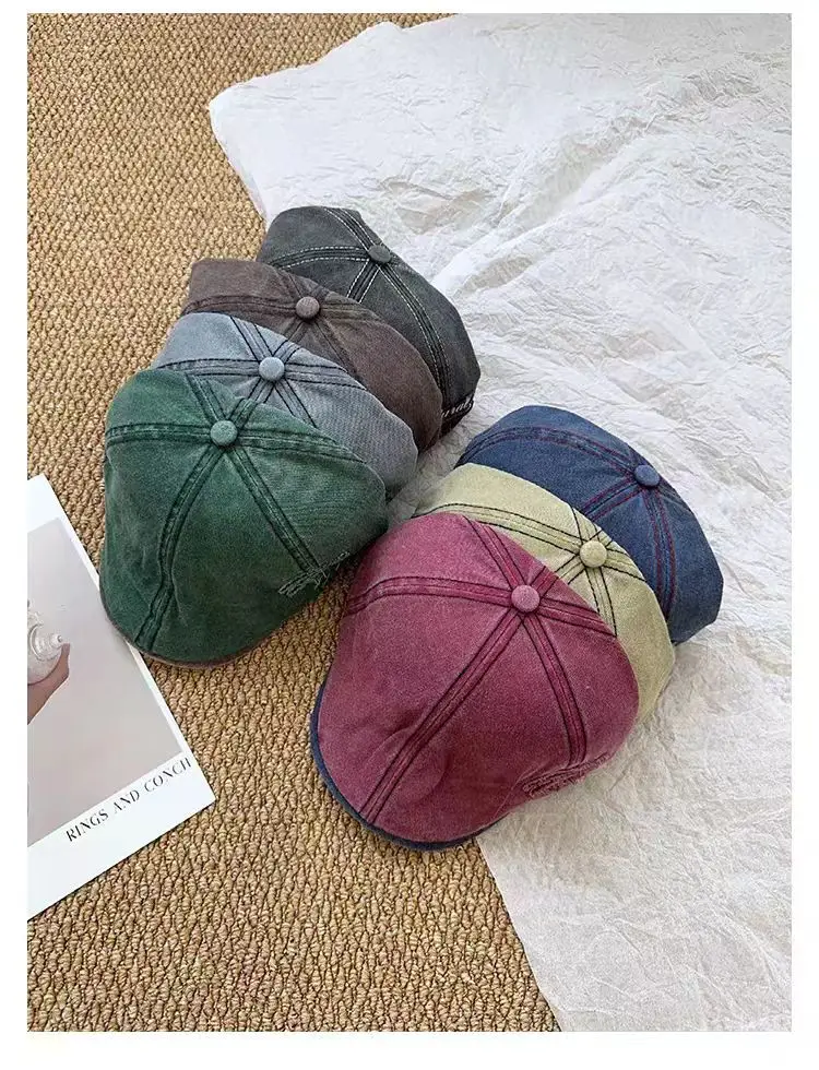 Washed Denim Japanese Face-Slimming Cap for Women — feature 3
