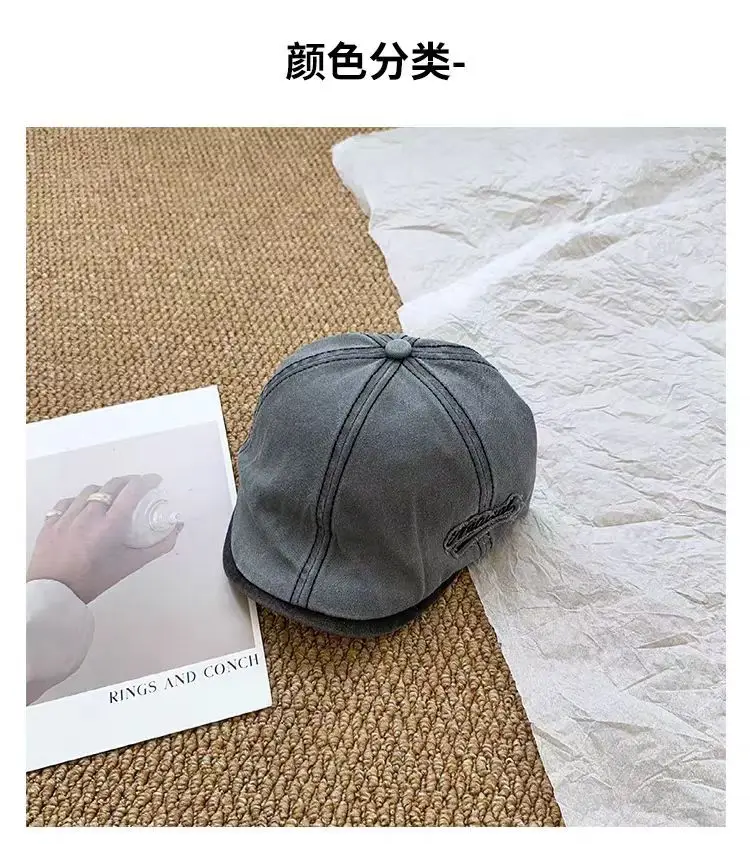 Washed Denim Japanese Face-Slimming Cap for Women — feature 4