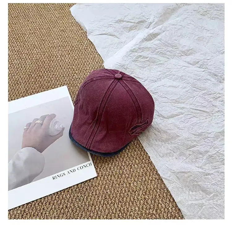Washed Denim Japanese Face-Slimming Cap for Women — feature 5