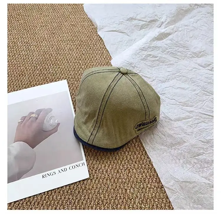 Washed Denim Japanese Face-Slimming Cap for Women — feature 7