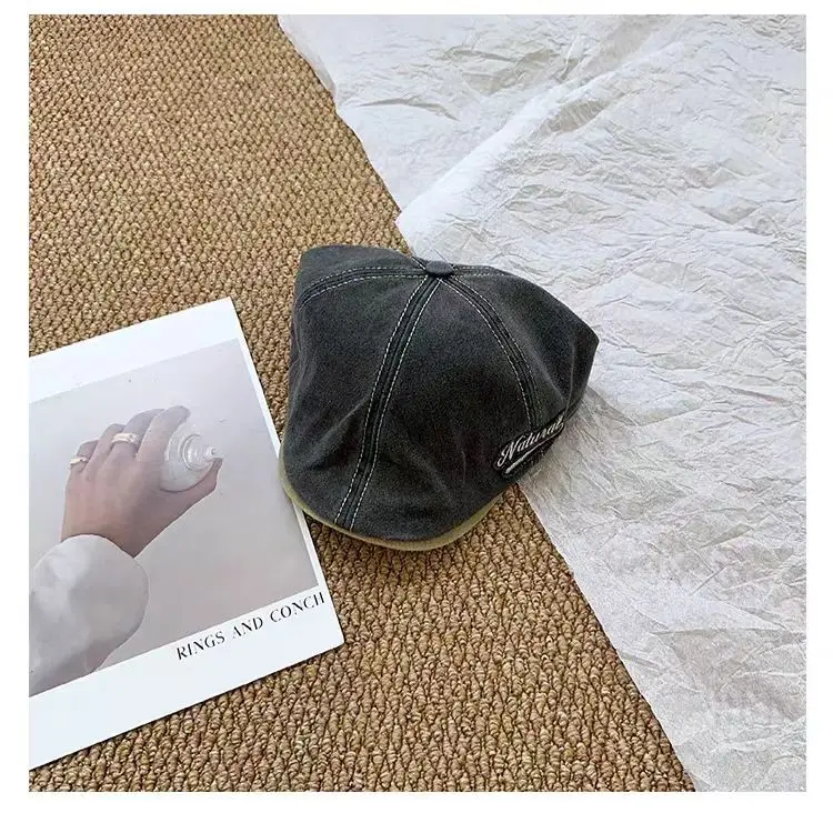 Washed Denim Japanese Face-Slimming Cap for Women — feature 8
