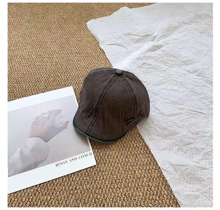 Washed Denim Japanese Face-Slimming Cap for Women — feature 9