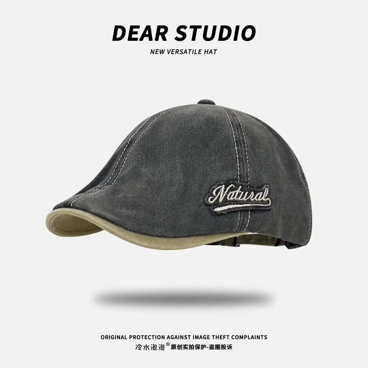 Washed Denim Japanese Face-Slimming Cap for Women - Image 2