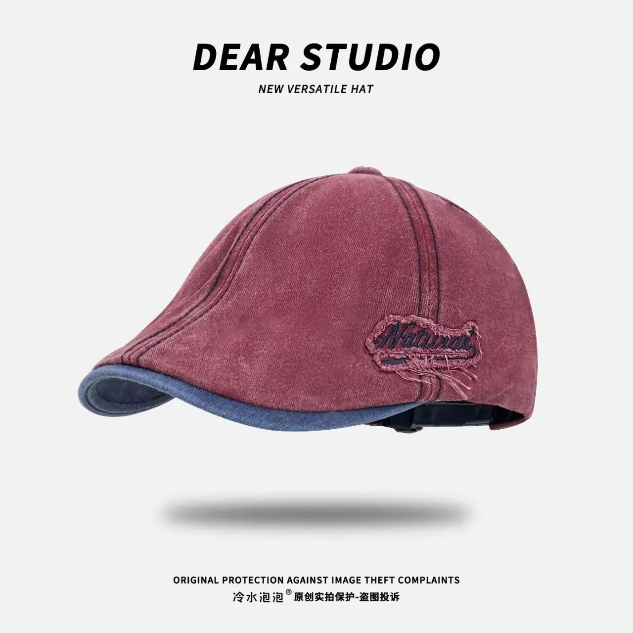 Washed Denim Japanese Face-Slimming Cap for Women - Image 3