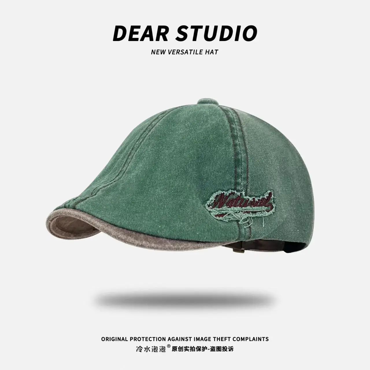 Washed Denim Japanese Face-Slimming Cap for Women - Image 4